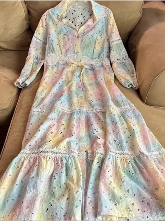 Temptation Positano Dresses & Skirts - Temptation, Positano Tie-Dye Eyelet and Lace Maxi Dress